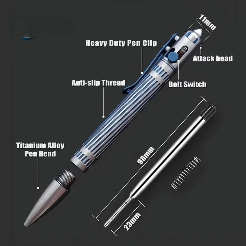 Multi-functional Titanium Self Defense Tactical Pen School Office Stationery Emergency Window Breaker Survival Supplies