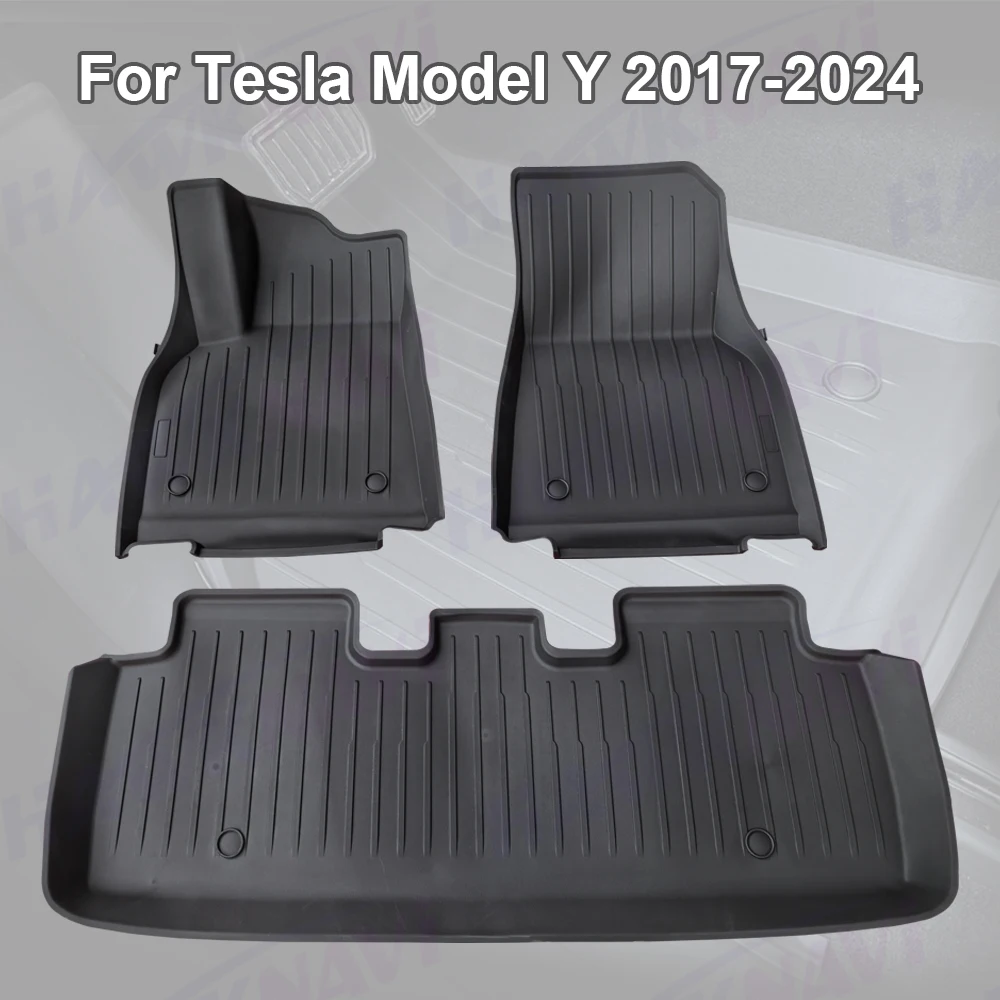 Hawknavi TPE Foot Pads for Tesla Model Y Waterproof Floor Mats Non-slip Model Y Car Interior Accessories