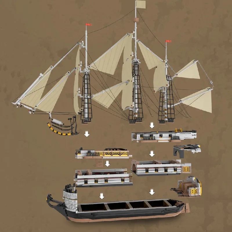 Endeavour Sailing Ship Pirate Ship Building Blocks Sets Gift  Model Ships Kits to Build Blocks for Adults and Teens  ( 3555 PCS)