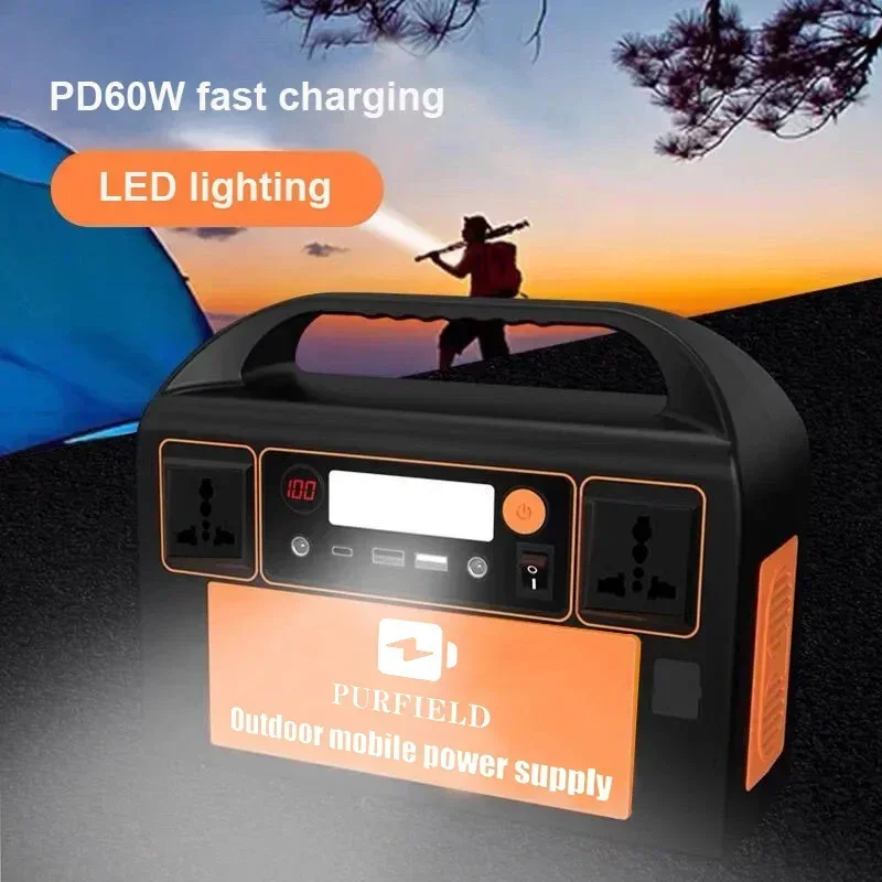 90Ah 300W Portable Power Station Supply 110/220V Solar Generator Outdoor Camping Emergency Auxiliary Battery Pack Power Bank