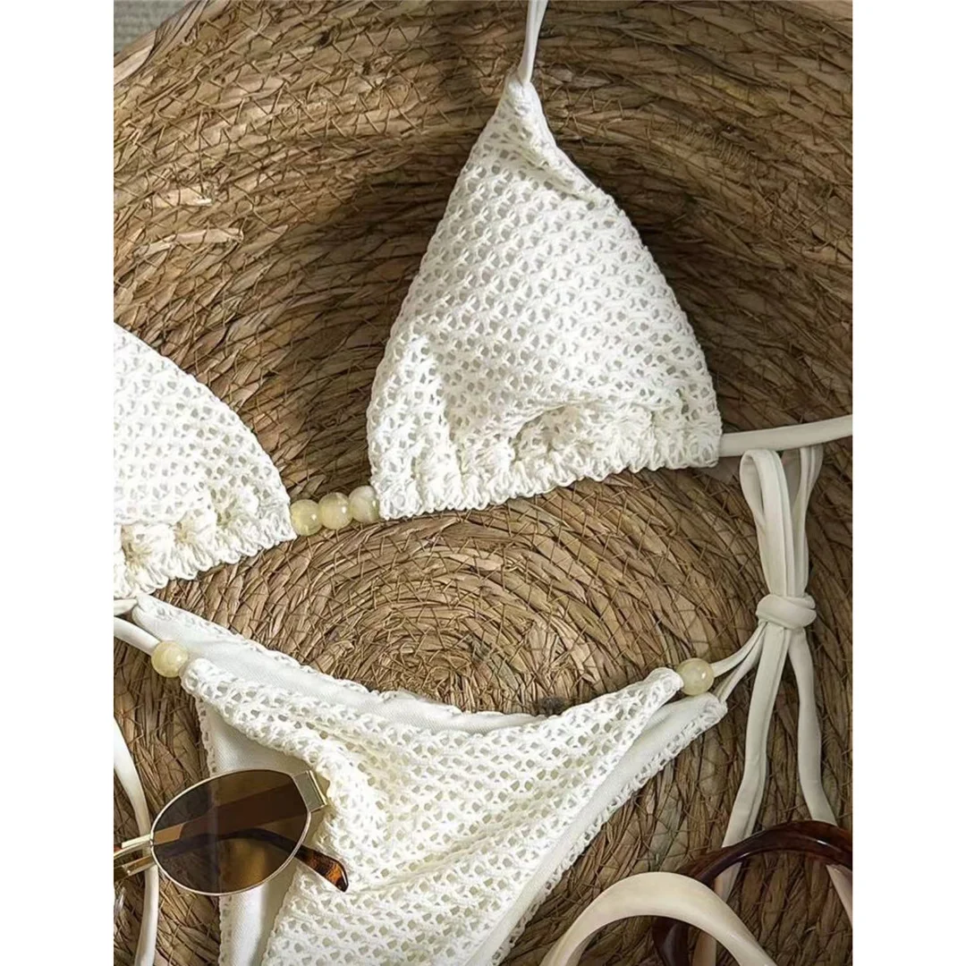 Zweiteiliges Bikini-Set mit Trägern, hohem Beinausschnitt, Badeanzug, Badebekleidung, aushöhlendem Design, Neckholder-Bikini, Damen-Badeanzug, Damen-Badebekleidung M126 – Detail 15