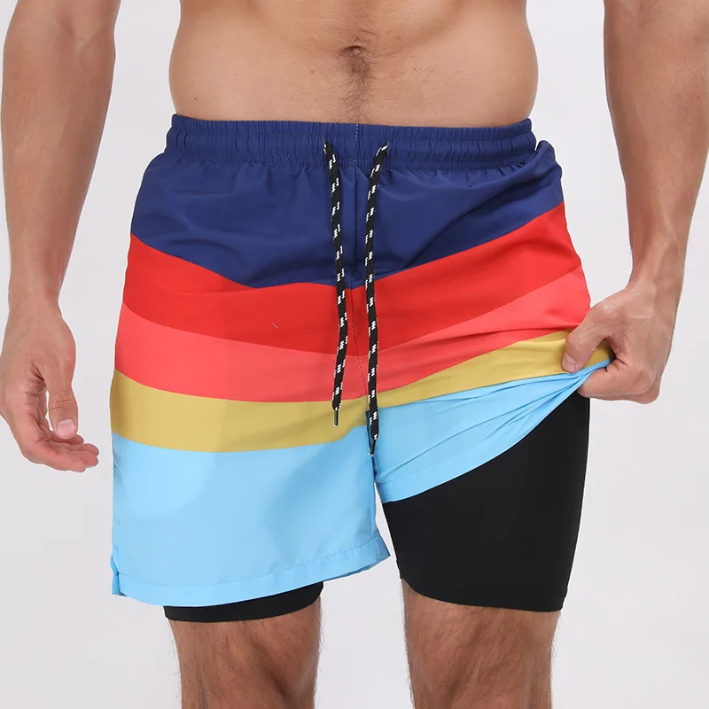 Summer's New Loose Men's Casual Beach Sports Shorts, Fully Printed Double-Layer Anti-Light Outdoor Sports Trendy Brand Shorts image 4