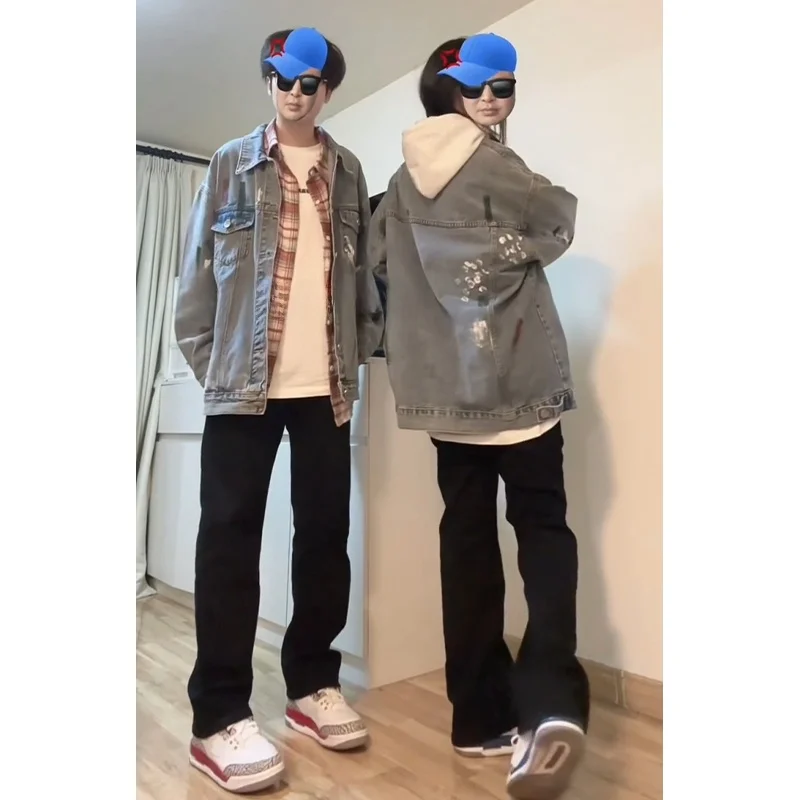 

Джинсы Slim Fit Bla, мужские эластичные крутые прямые джинсы, молодежные модные брюки в американском стиле High Street Sle