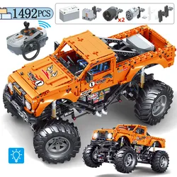 1492Pcs 1:12 City RC SUV Monster Truck Car Building Blocks Remote Control Sports Vehicle Bricks MOC Toys For Boys Gifts