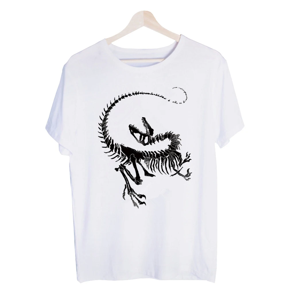 Men's Dinosaur Skeleton Graphic Tee, Short Sleeve Crew Neck T-Shirt for Casual Streetwear and Everyday Outfits