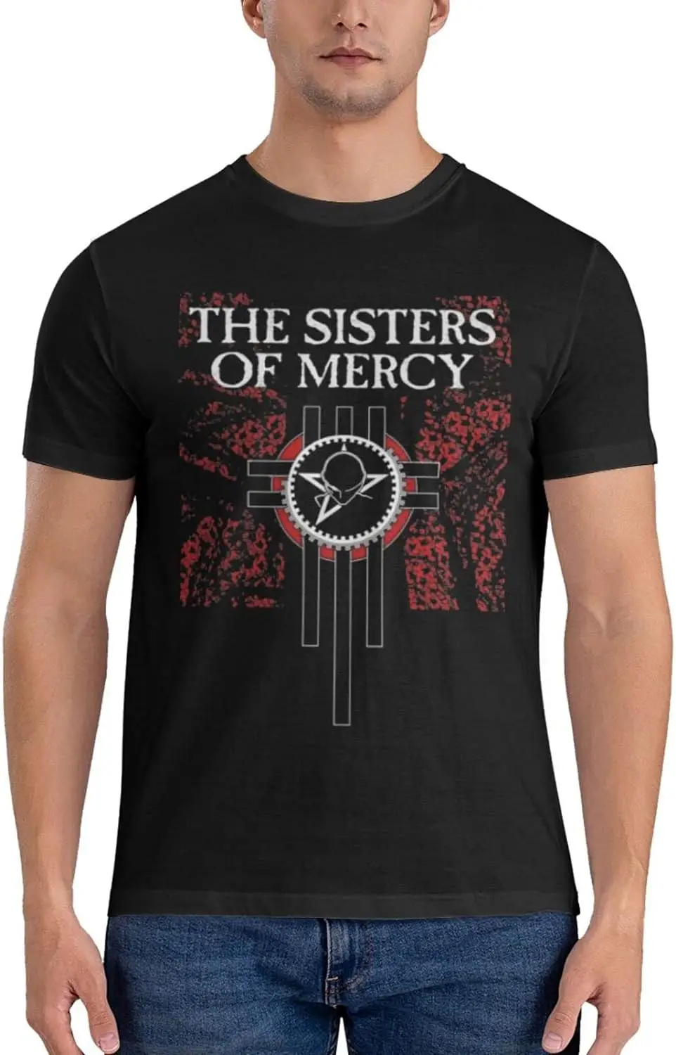 The Sisters of Mercy Shirt for Man Soft Classic Short Sleeve Crew Neck Cotton T Shirt Personalized Unisex Tees Tops Black