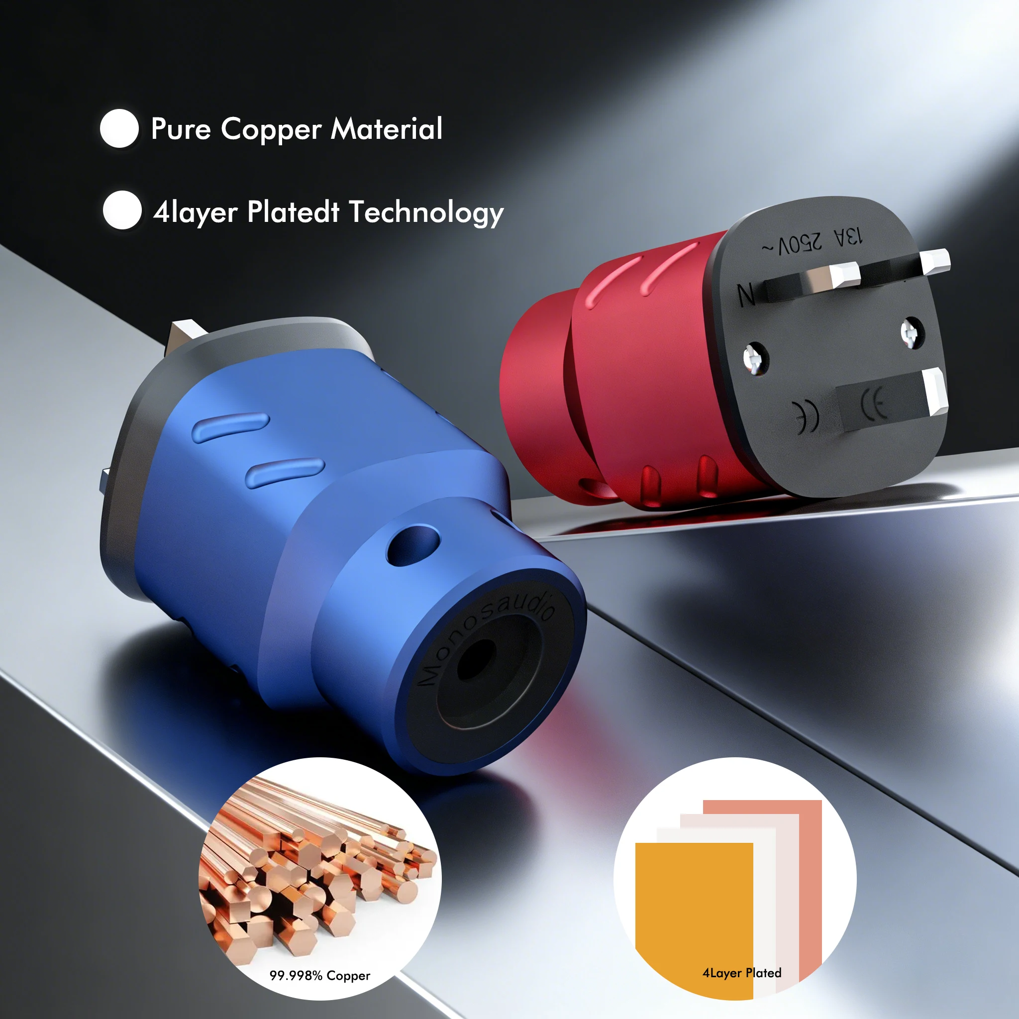 Monosaudio Hi-end UK Power Plug DIY HiFi Acoustic Sound System British Plug Fuse Connector UK Electric 3 Pin AC Power Plug
