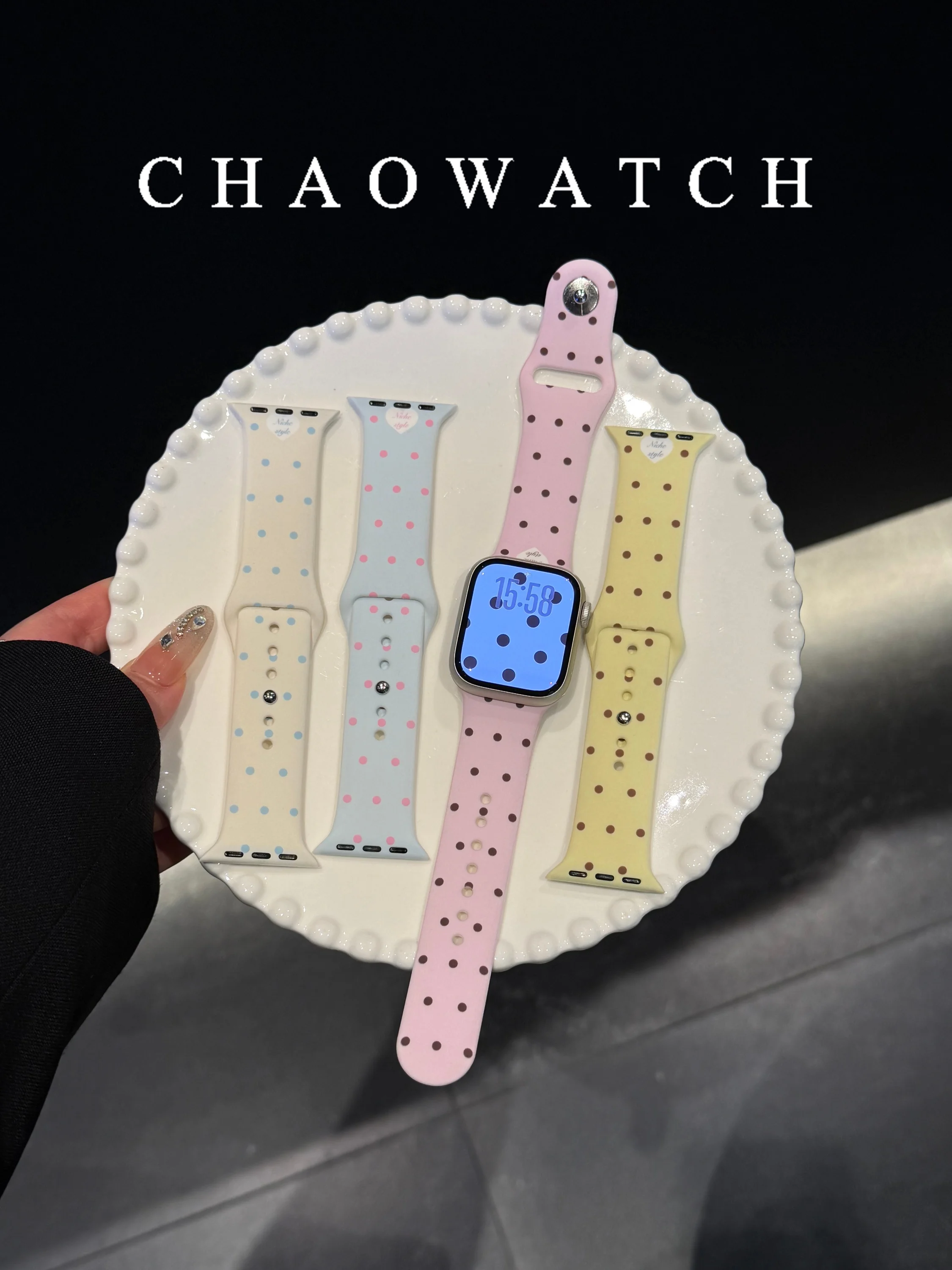  Polka Dot Silicone Strap Compatible with  Watch S12 Women's iWatch 109876SE11 Digital Accessories Smart Watch Bands