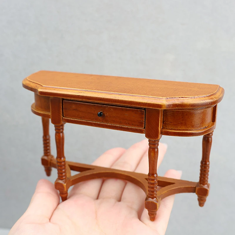 1:12 Casa delle bambole in miniatura retrò tavolo a metà lato credenza mobili modello di casa decorazione giocattolo accessori per casa delle bambole