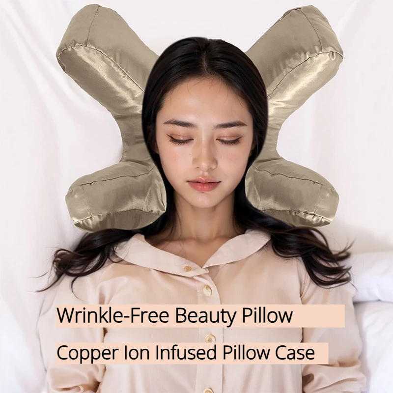 Anti-Wrinkle Side Sleeper Pillow flawless face pillow Copper Infused Pillowcase for Beauty Sleep, Smooth Surface for Hair & Skin