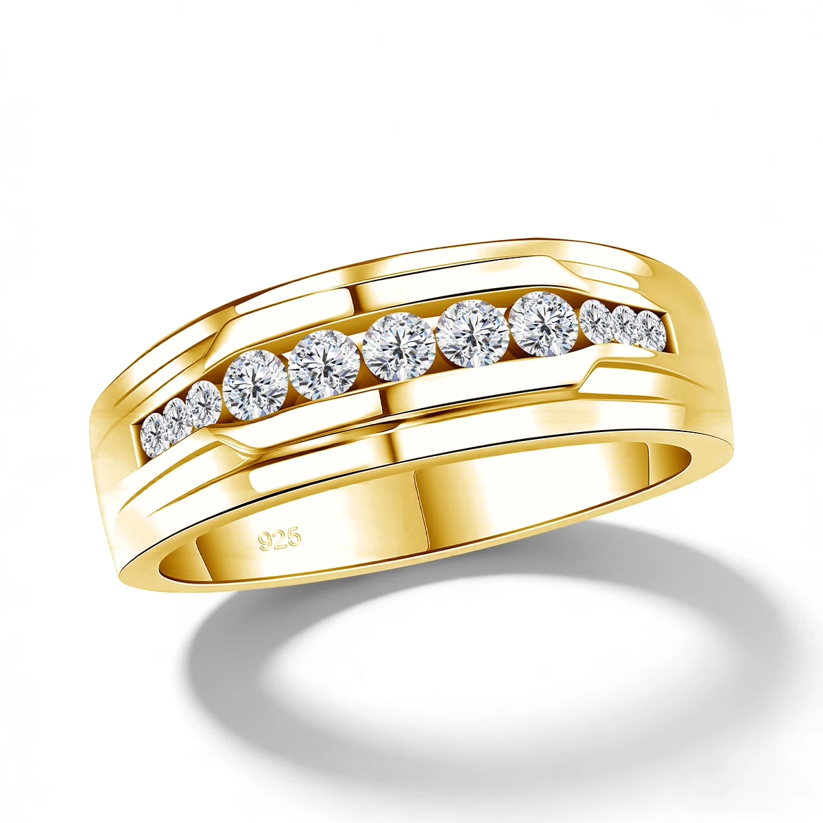 

Unisex 18K Gold Plated 925 Silver Round White Moissanite Rings for Women Man Classic Couple Band Wedding Engagement Ring Jewelry