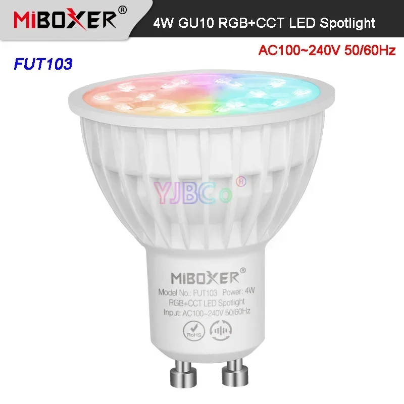 Miboxer FUT103 2.4G 4W GU10 RGB+CCT LED Spotlight 110V 220V AC Indoor Bulb Lamp Milight 2.4G RF Remote Controller APP Control