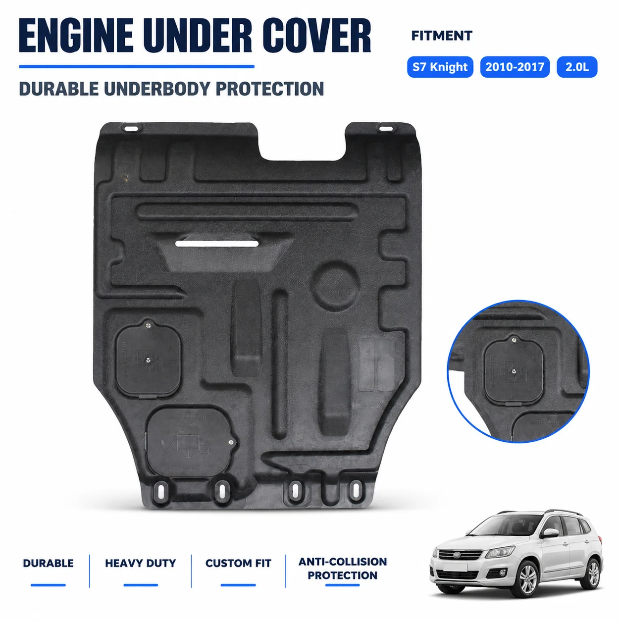 Under Engine Splash Shield Fit For Haima S7 Knight 2010-2017 2.0L Heavy Duty Underbody Protection Anti Collision Design
