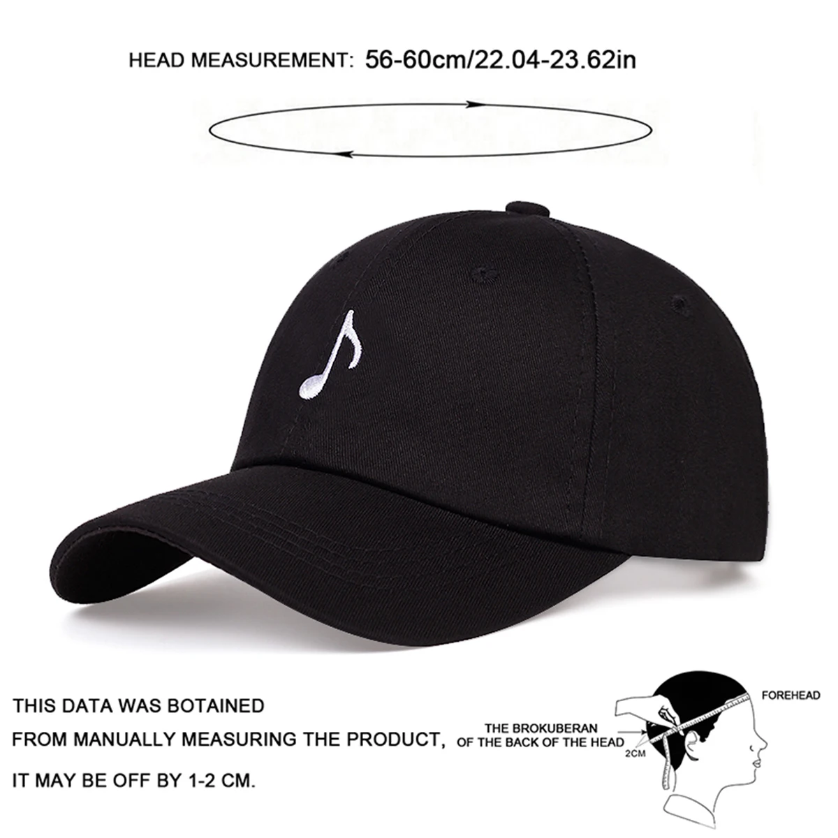 Unisex Musical Note Embroidery Baseball Caps Spring Autumn Outdoor Sunscreen Hat Adjustable Casual Trucker Hats