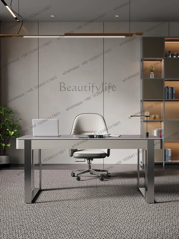 Light luxury rock slab desk Modern simple office Italian minimalist computer desk