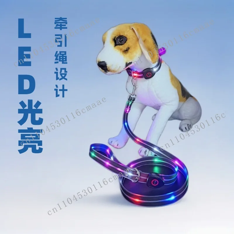 New in Stock LED Luminous Collar Pet Collar Nylon Pvc Laced Webbing Dog Leash