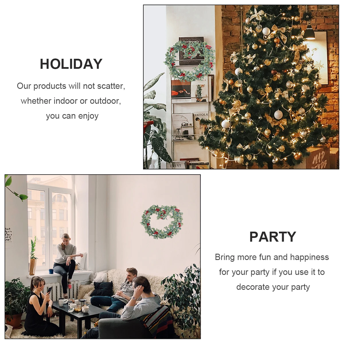 

1 pc Simulated Money Leaves Vine Christmas Cane Red Fruit Holiday Party Decor Rattan Home Office Decoration