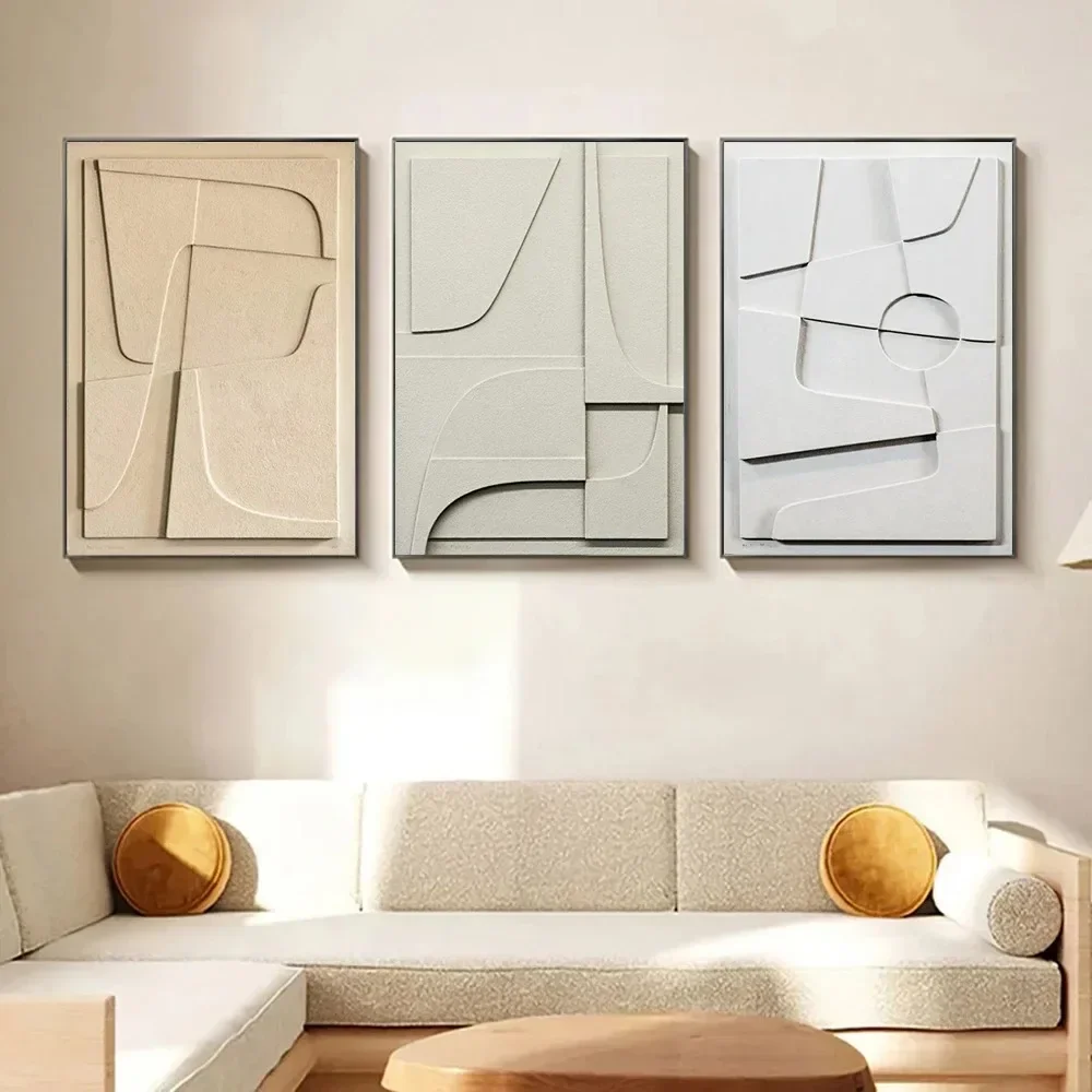 Nordisches Geometrisches Effekt-Leinwandgemälde Abstrakte Minimalistische Linien Druck Wandkunst Bilder für Wohnzimmer Schlafzimmer Heim Dekoration