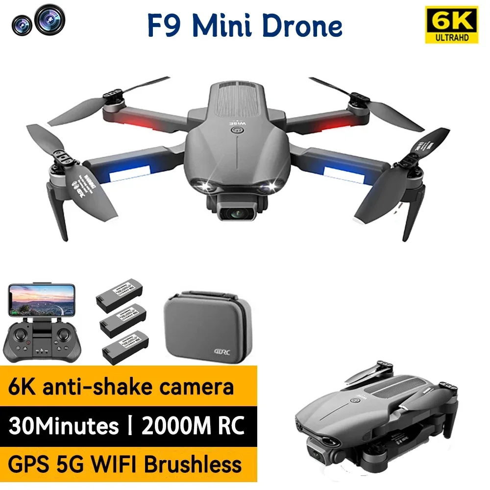 

F9 Mini Drone Gps 6k Profesional Hd Dual Camera Wifi Fpv Brushless Motor Quadcopter Real-time Transmission Helicopter drone