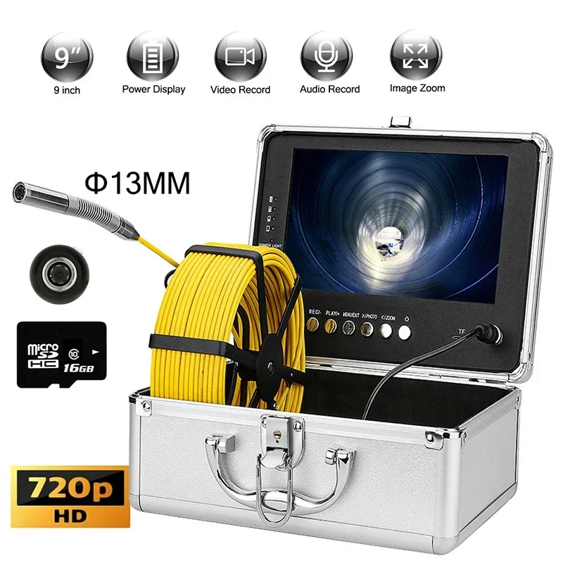 9 Inch IPS monito Pipe Sewer Drain Inspection camer Endoscope Video Underwater Pipelink Borescope 10M 20M 30M