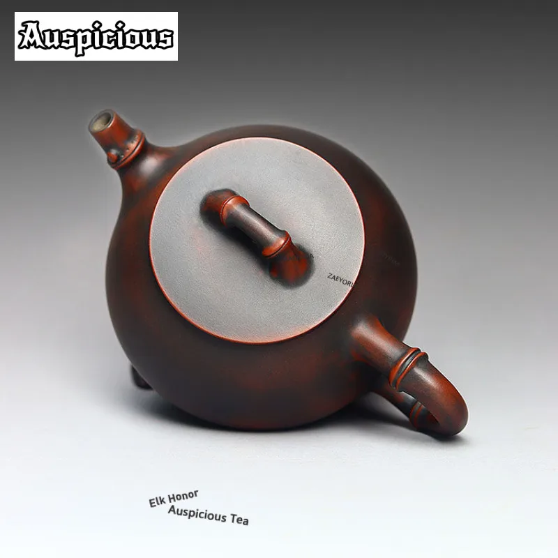201ml Handmade Nixing Pottery Teapot Boutique Tea Infuser Stone Spoon Pot Tea Brewing Kettle With Filter Cha Supplies Ornaments