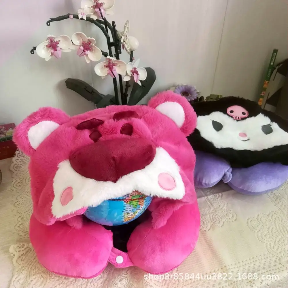 

New Cartoon Lotso Cute Hooded U -Shaped Pillow LinaBell StellaLou Plane Travel Neck Pillow Pillow Pillow Festive Gift Toys