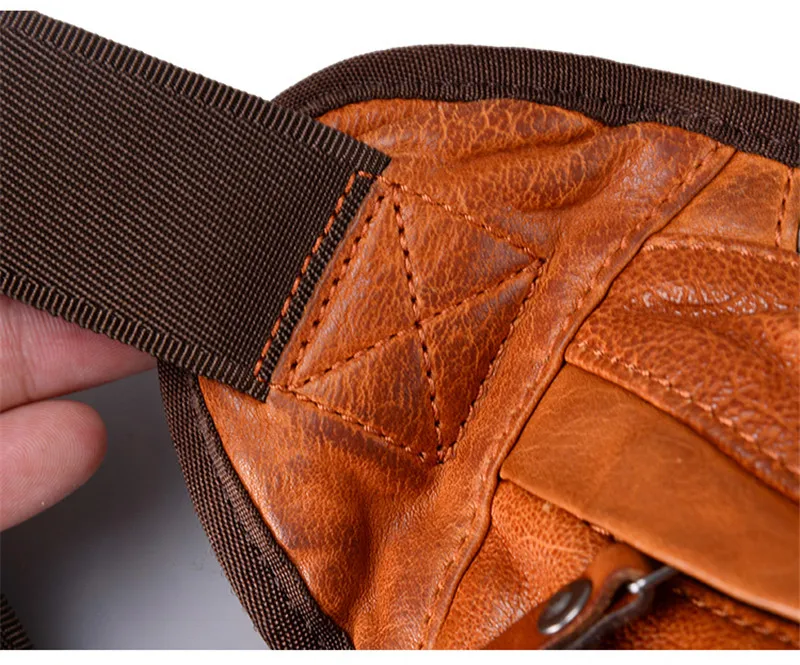 Fashion retro high-quality genuine leather men's multifunctional chest bag weekend messenger bag luxury real cowhide waist pack