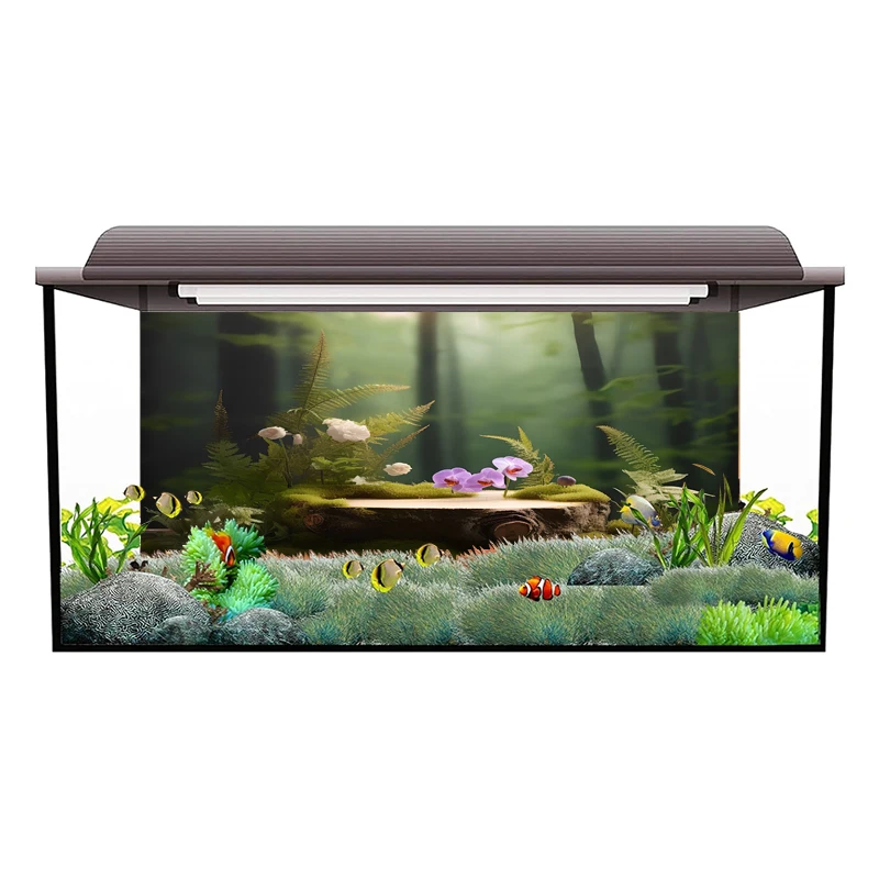 

3D Aquarium Background Poster PVC Adhesive Sticker Fish Tank Underwater World Backdrop 3D Ocean Sea Plants Background Sticker