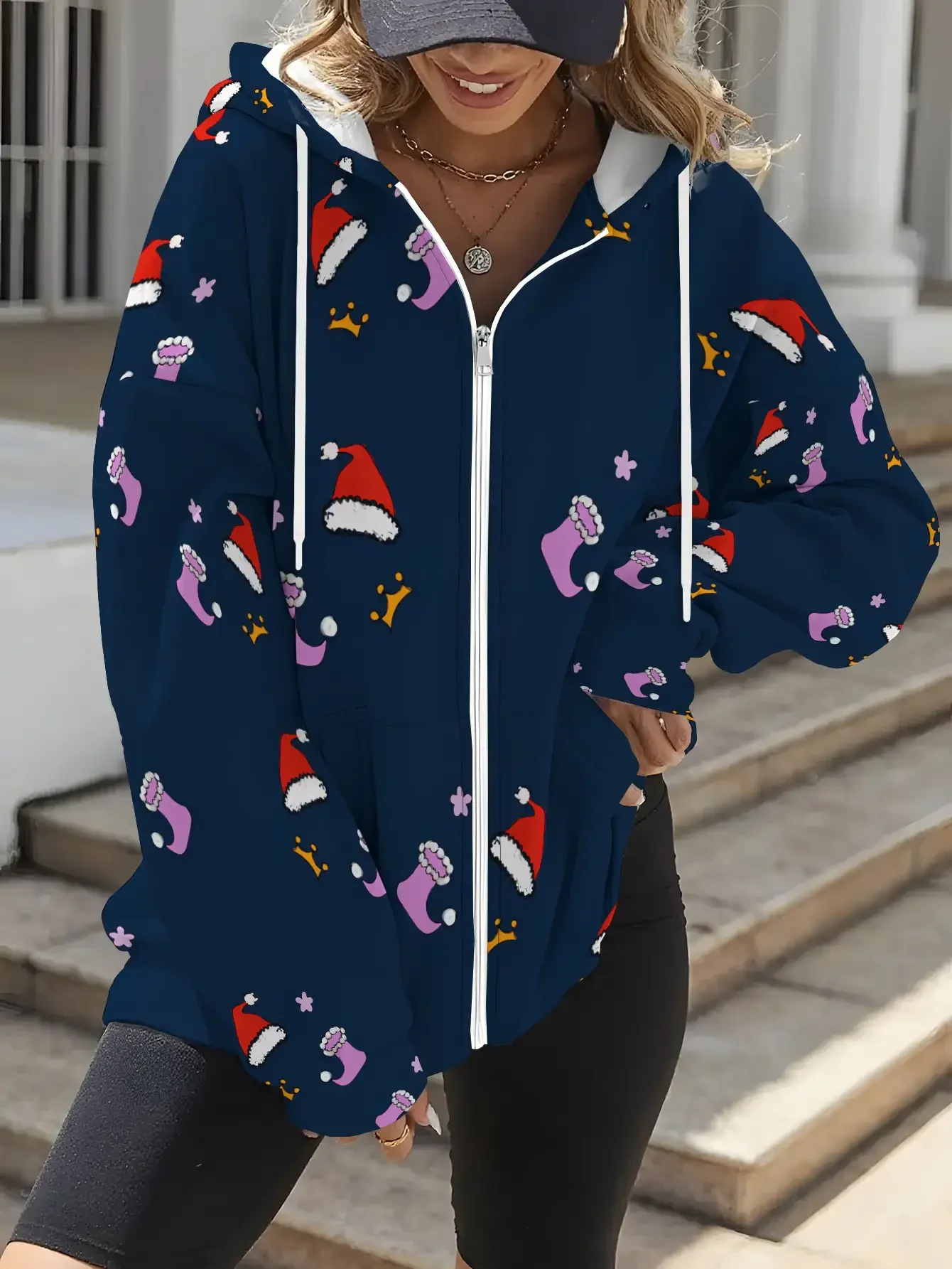 

Christmas women's new hoodie zipper jacket, fashionable, Thick winter jacket,