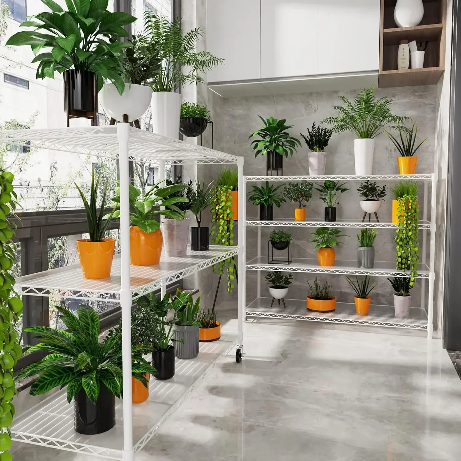 

q Metal Shelf Wire Shelving Unit 2450lbs Heavy Duty Adjustable Storage Rack with Wheels & Shelf Liners for Closet