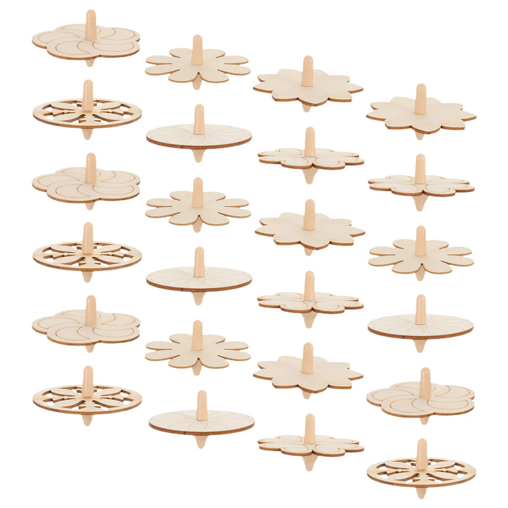 24 Pcs Four Leaf Wooden Spinning Top Child Kids Toys Unfinished Children Plastic Gyro