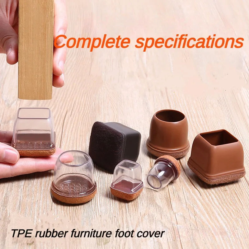 

8pcs Chair Leg Floor Protectors with Thick Wrap Felt Pads Silicone Furniture Leg Covers Black Table Feet Cups To Protect Floors