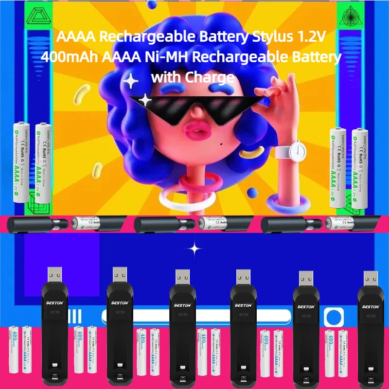 

AAAA Rechargeable Battery Stylus 1.2V 400mAh AAAA Ni-MH Rechargeable Battery with Charge
