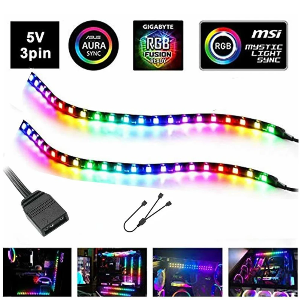 

Addressable ARGB 5V LED Strip 3PIN Computer Case Tape Light SMD 5050 Flexible Changeable Color PC Gamer Computer Desktop Lamp