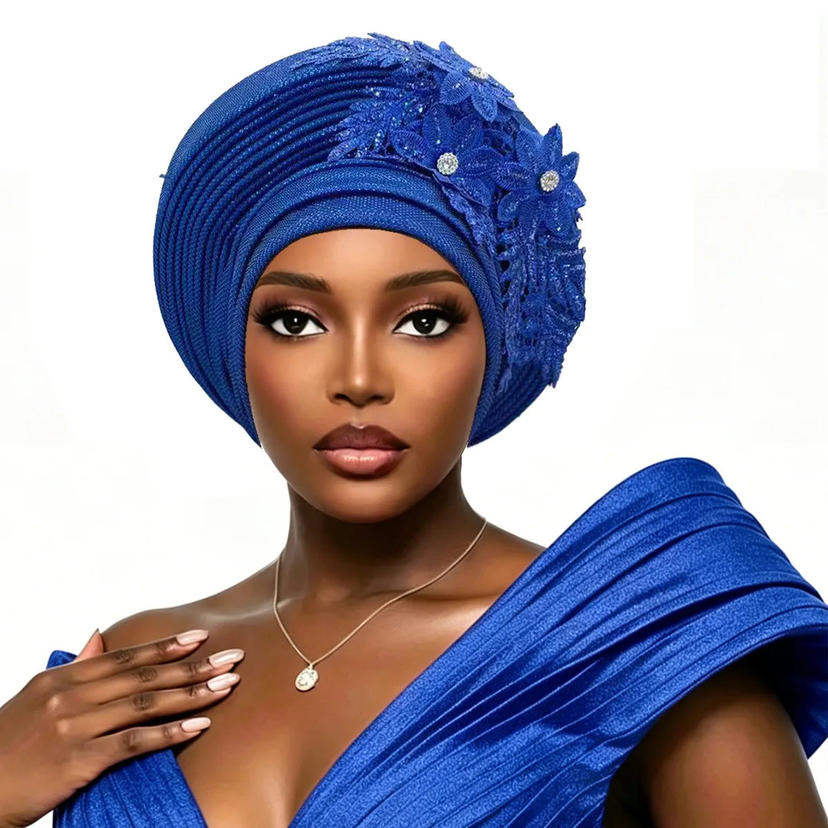 New Flower Turban Cap for Women Hat Nigerian Wedding Party Auto Gele Muslim Hijab Head Wrap African Headties Headgear Bonnet