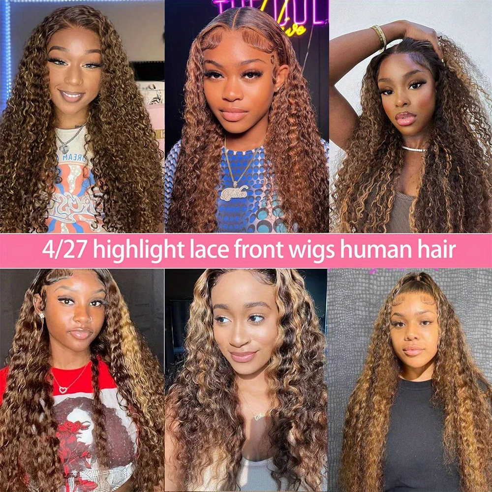 13x4 تسليط الضوء على موجة المياه العسل شقراء 250 الكثافة HD الدانتيل الشفاف الجبهة الباروكات للنساء أومبير الملونة موجة عميقة شعر مستعار P427 الباروكات