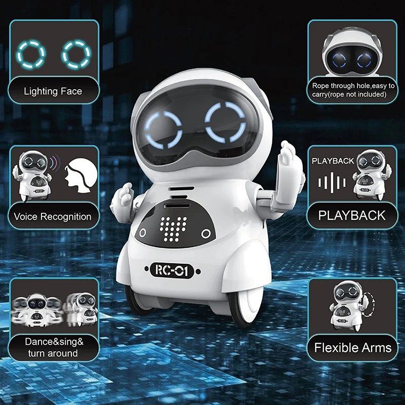 Mini robot de poche RC pour enfants, conversation de dialogue interactive, héros vocaux, enregistrement d'enquêtes, chant, phtaline