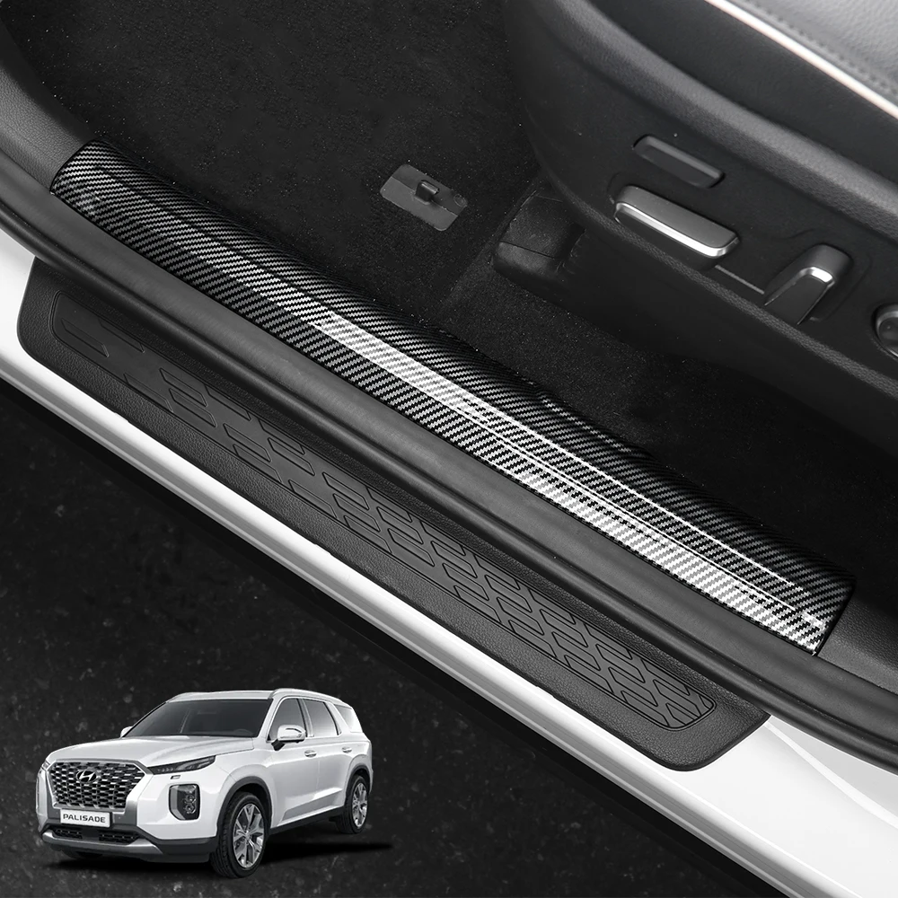 For Hyundai Palisade 2020-2025 LHD RHD ABS Material Inner&Outer Door Sill Protector Cover Welcome Pedal Trim Car Accessories