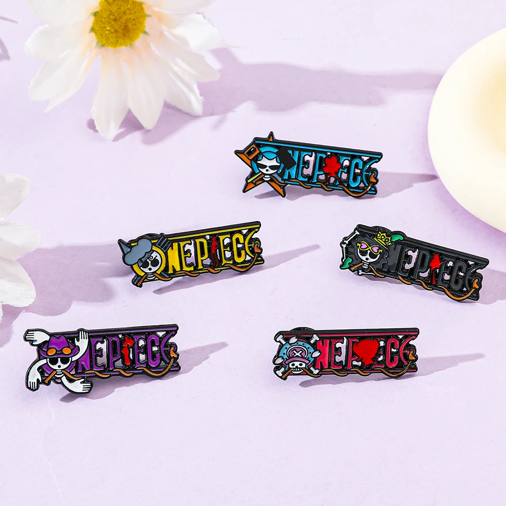 5 Pcs Adventure Cartoon Brooch Creative Franky Sanji ONE PIECE Enamel Pin Metal Badge Jewelry Clothing Backpack Accessories Gift