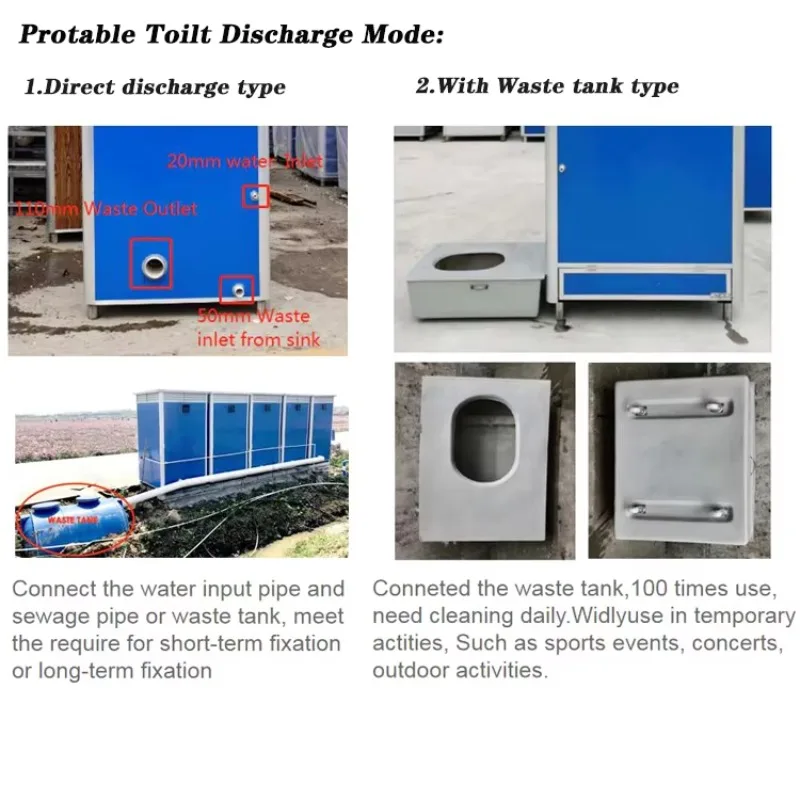 High Quality Mobile Bathroom Cabin Potty Shower Unit Prefabricated House Seat Squat Portable Toilet