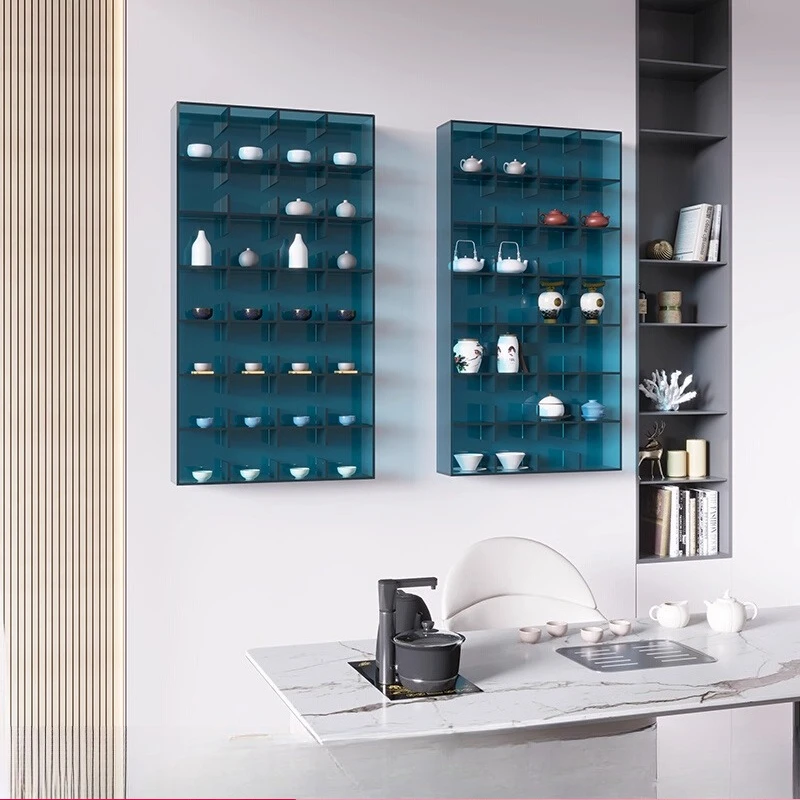 Teacup rack Acrylic Bogu rack Wall-mounted upper wall Teapot display rack Simple partition