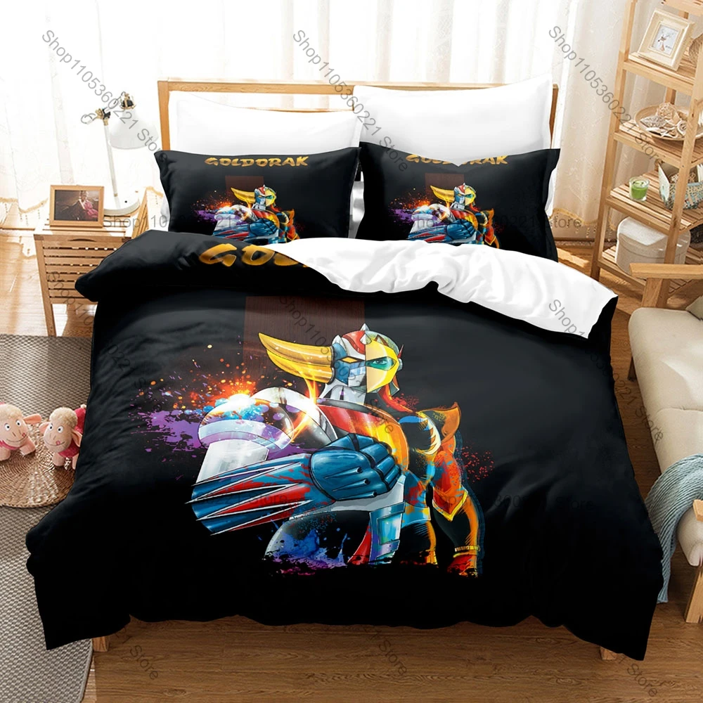 Goldorak UFO Robot Grendizer Classic 70s Retro Mecha Sci-Fi Anime HD Print Bedding Set Duvet Cover + 2 Pillowcases