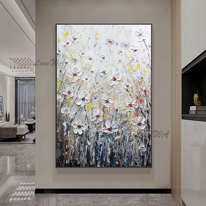 

Handmade Art Oil Painting Flower Abstract Natural Pictures Acrylic Artwork Simple Scenery Paintings Canvas Wall No Framed