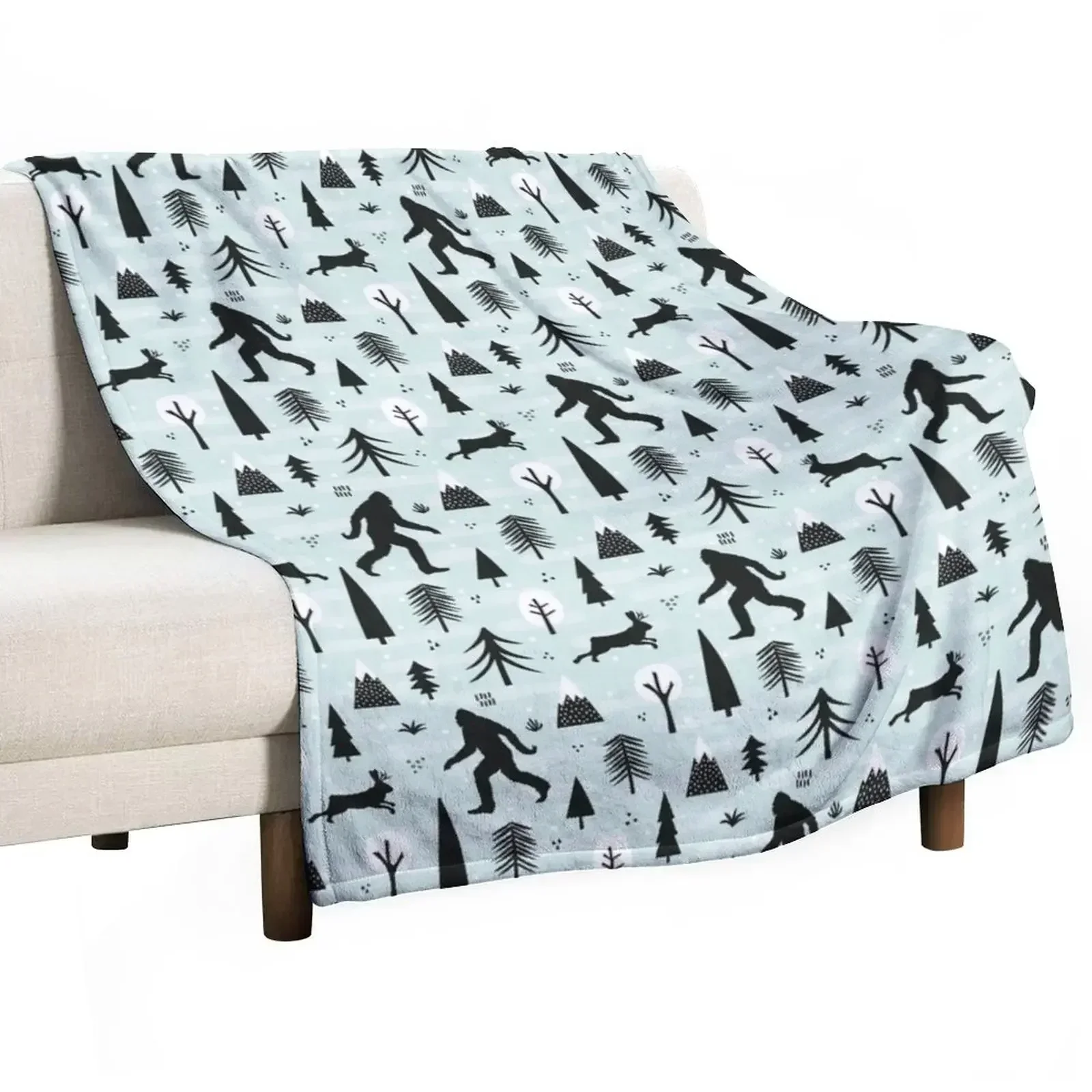 Bigfoot Jackalope Pattern Throw Blanket Soft Plush Plaid Retros Bed covers Beautifuls Luxury Tourist Blankets