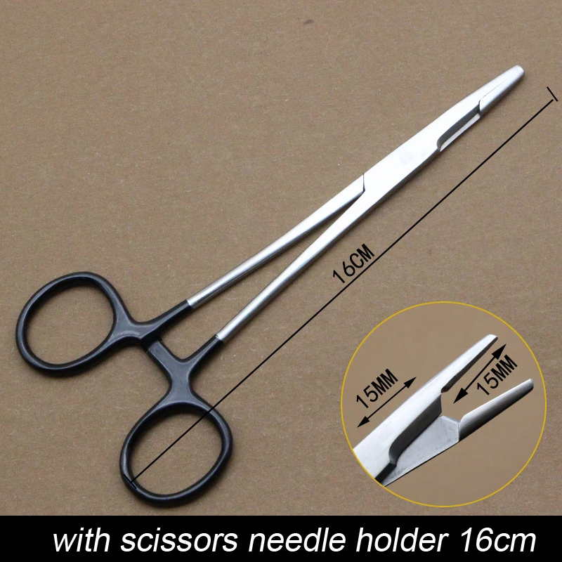 1pcs stainless steel Multifunctional needle holder insert with scissors needle holder for plastic surgery double eyelid tool