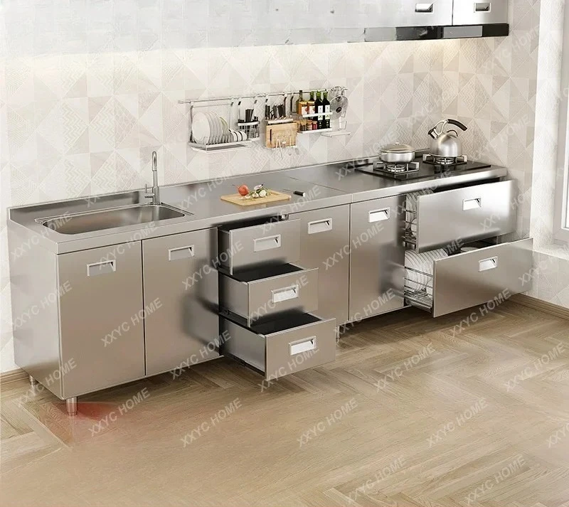 

TT 304 overall stainless steel kitchen cabinets household stove storage cupboards household small apartment