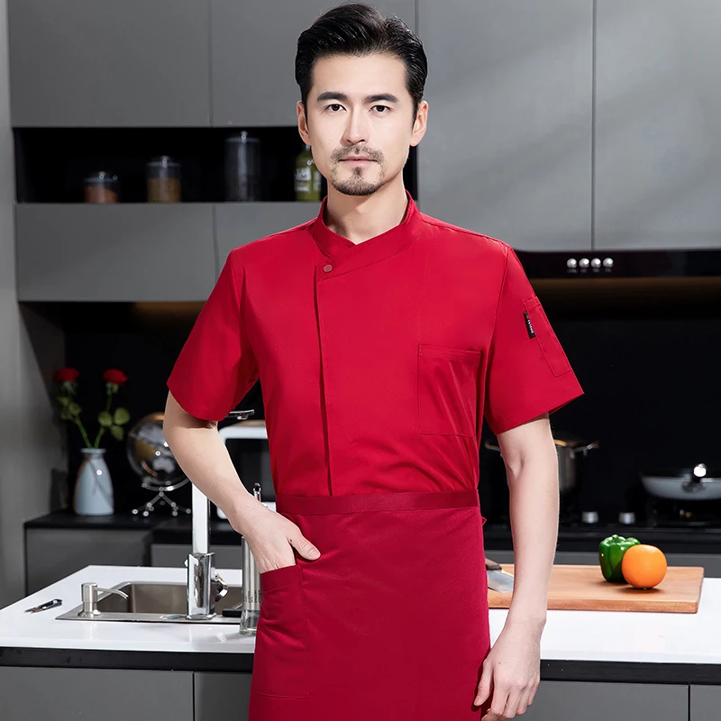 Men's Chef's Jackets Bakery Waiter Cooking Clothes Tops Food Serve Cafeteria Coffee Service Workplace Uniform Ristorante