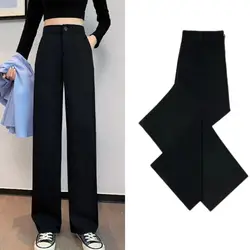 Women Solid Color Straight Pants Spring Autumn Casual Long Pants With Elastic waist Female Basic OL Full Trousers