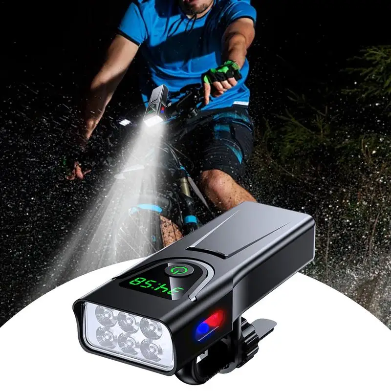 Waterproof Cycling Light USB Rechargeable 5 Modes Headlight Battery-Powered Light Cycling Front Light With Display For Walking