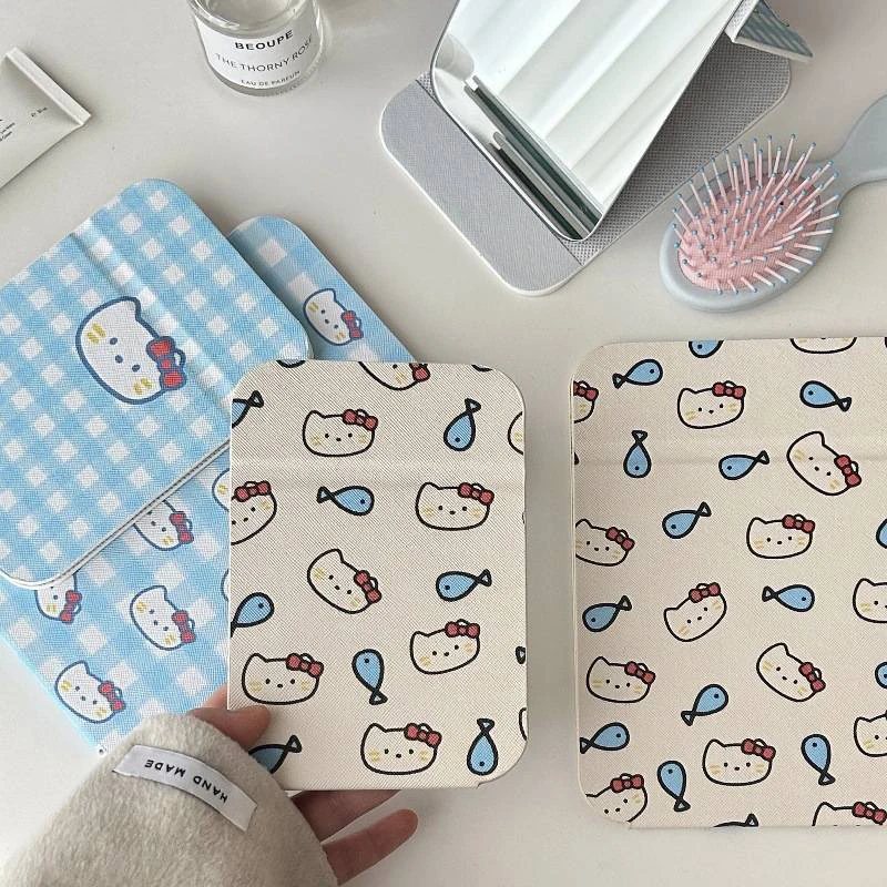 Desktop Makeup Mirror Solid Color Sanrio Simple Portable Handheld Makeup Mirror Student Compact Cute Pocket Mirror image 6